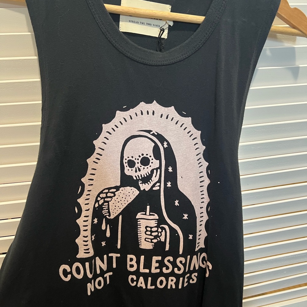 Count Blessings Black Graphic Muscle Tee